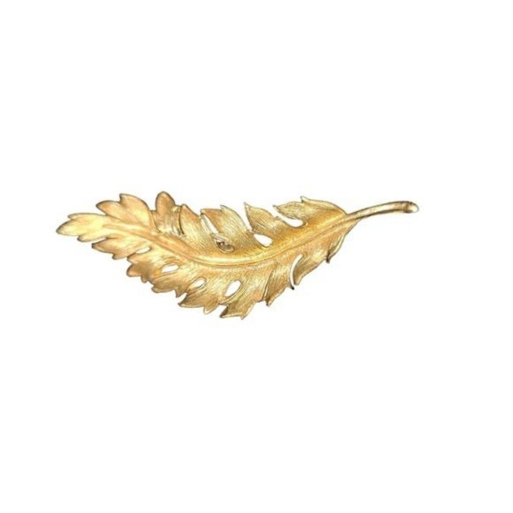 Vintageβ60s 1961 Coro Leaf Brooch Gold Tone Bohoemian Pin